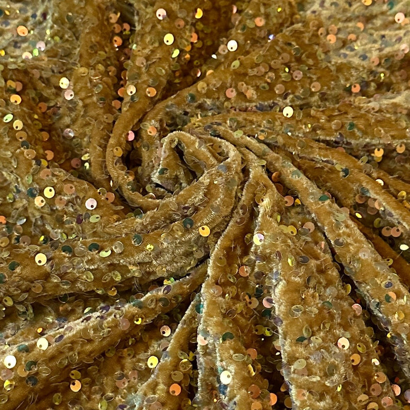 Sequin Velvet Caramel Gold