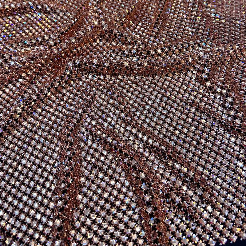 Stretch Rhinestone Mesh Blush