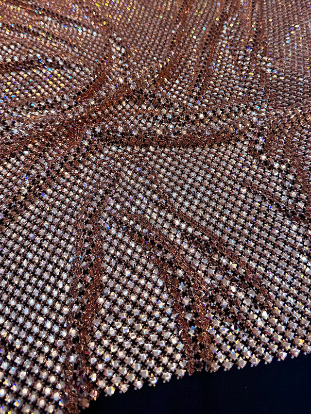 Stretch Rhinestone Mesh Blush