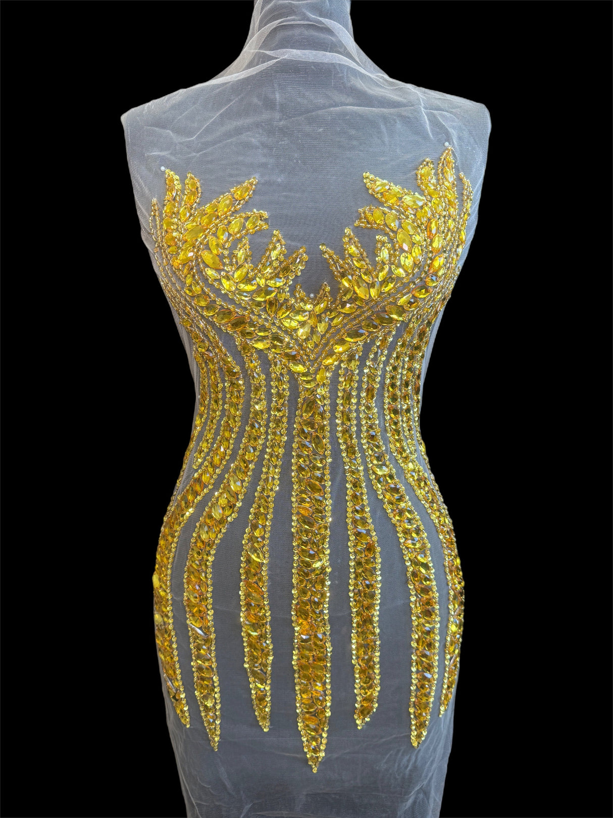 Gold Rhinestone Bodice Applique