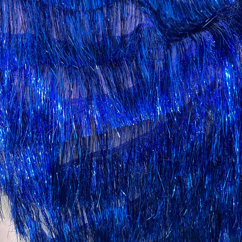 Metallic Fringe Mesh Fabric Royal Blue