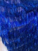 Metallic Fringe Mesh Fabric Royal Blue