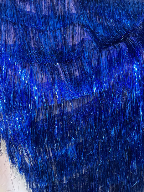 Metallic Fringe Mesh Fabric Royal Blue