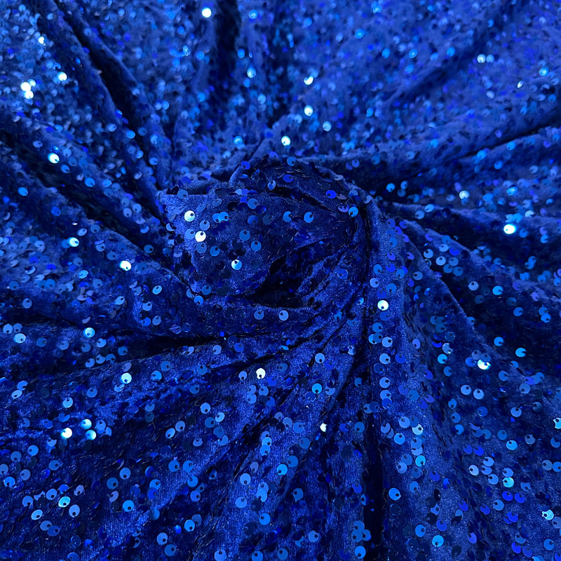Stretch Sequin Velvet Royal Blue