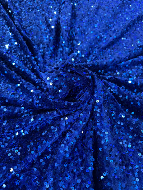Stretch Sequin Velvet Royal Blue