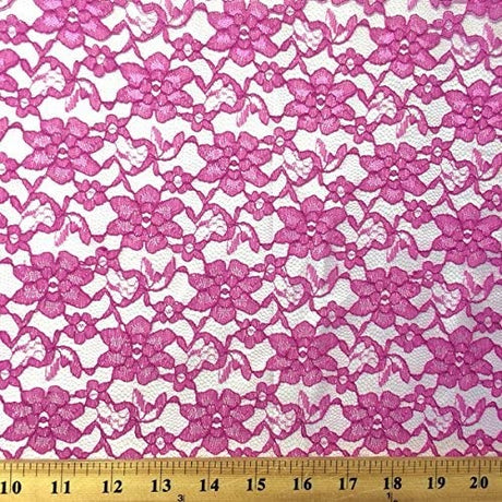 Raschel Lace Polyester Fabric - French Floral Lace, Aqua, 60" Width