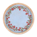 15" Mango Wood Pomegranate Wreath Serving Tray Decorative Centerpiece Board for Kitchen and Table Display