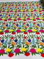 Maria Multi Color Mexican Sarape Floral Design Embroidered Mesh Lace Fabric - Multi Color Floral, Ivory Mesh, 54" Width (1 Yard)