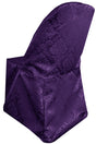 Marquis Damask Polyester Folding Chair Cover Eggplant