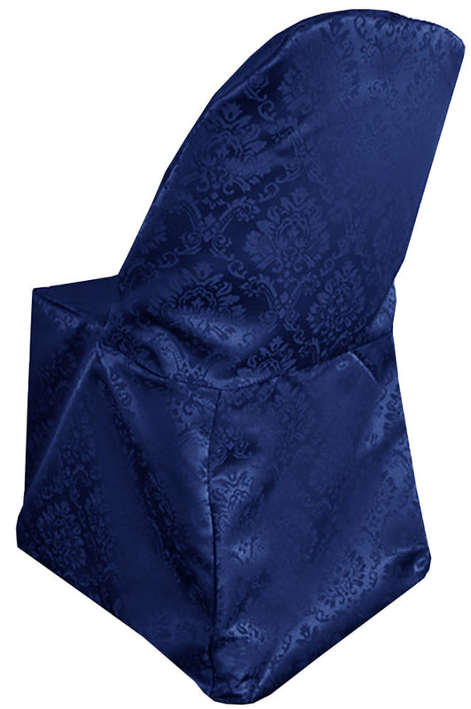 Damask Polyester Folding Chair Cover Navy Blue