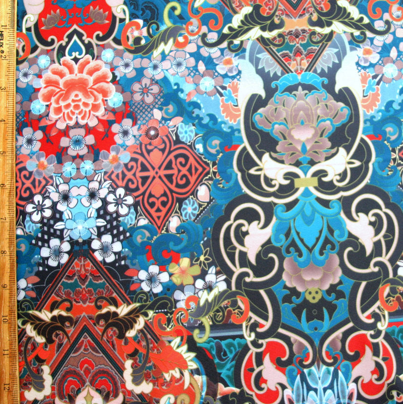 Swim Knit Nylon Spandex Marrakesh Paisley Peacock Colorway
