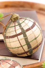 4" Glass Matte Plaid Ball