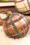 4" Glass Matte Plaid Ball