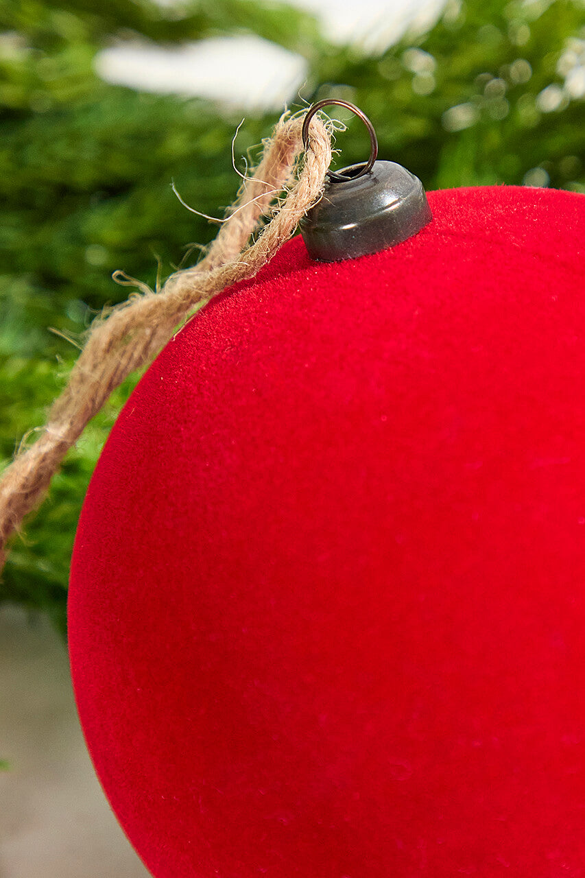4" Red Velvet Flocked Ornament