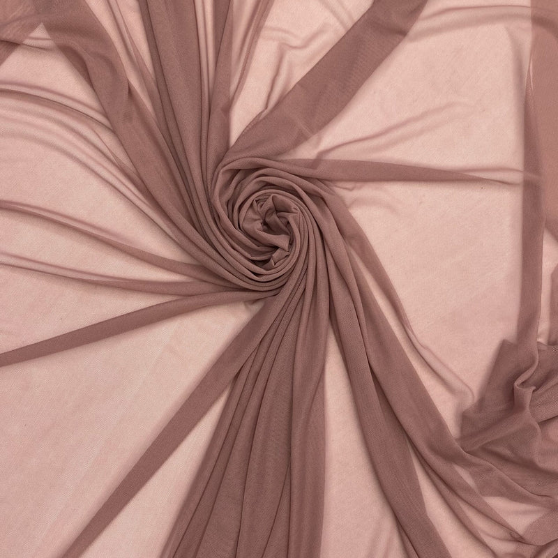 Power Mesh Nylon Spandex Fabric - Mauve, Sheer, 60" Width (1 Yard)
