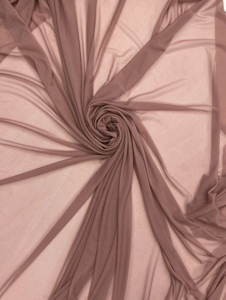 Power Mesh Nylon Spandex Fabric - Mauve, Sheer, 60" Width (1 Yard)