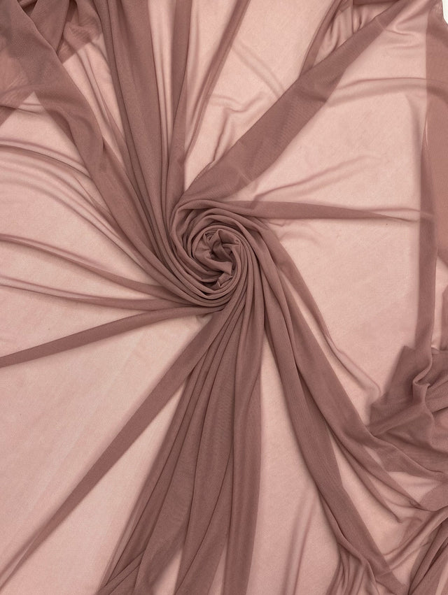 Power Mesh Nylon Spandex Fabric - Mauve, Sheer, 60" Width (1 Yard)