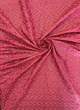 Heavy Eyelet Mauve Polyester Cotton Fabric - Mauve Floral Embroidery, 41"-42" Width