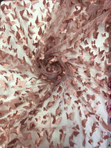 3D Butterflies Mauve 100 Percent Polyester Mesh Fabric - Mauve 3D Butterflies, 54" Width (1 Yard)