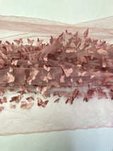 3D Butterflies Mauve 100 Percent Polyester Mesh Fabric - Mauve 3D Butterflies, 54" Width (1 Yard)