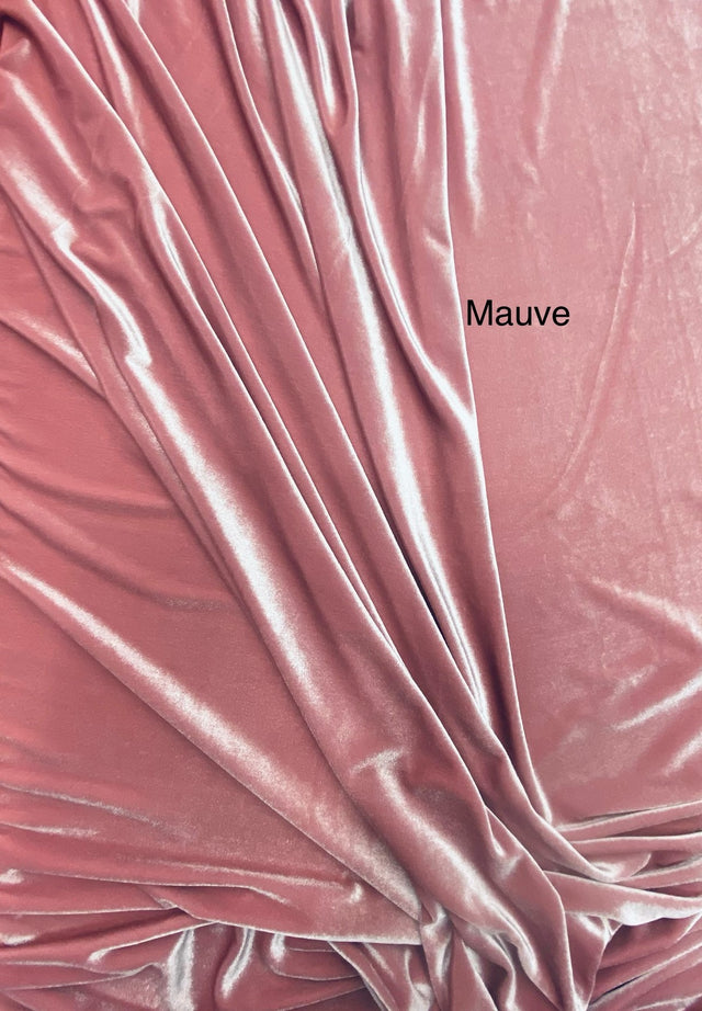 Mauve Stretch Velvet Fabric - Mauve, 58"-60" Width