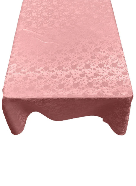 Rectangular Tablecloth Roses Jacquard Satin Fabric - Rose Pattern, 60" X 144" (1 Piece)