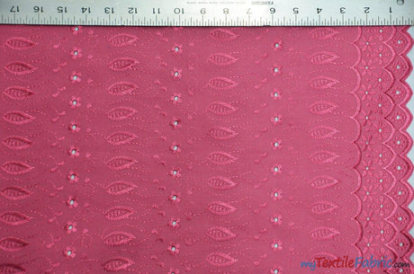 Polyester Cotton Eyelet Embroidery Fabric - Double Sided Border, 45" Wide, Multiple Colors (1 Yard)