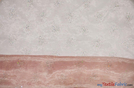Sparkle Organza Polyester Fabric - Glitter Beads, Sheer, 58" Width (1 Yard)