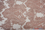 Medallion Bridal Lace Polyester Fabric - Sequins Damask Embroidery, Sheer White, 52" Width (1 Yard)