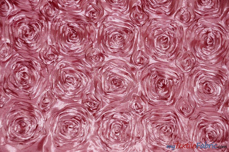 Rosette Satin Polyester Fabric - 3D Satin Floral Embroidery, 52/54" Width (Yards, Bolts, Sample Swatch)