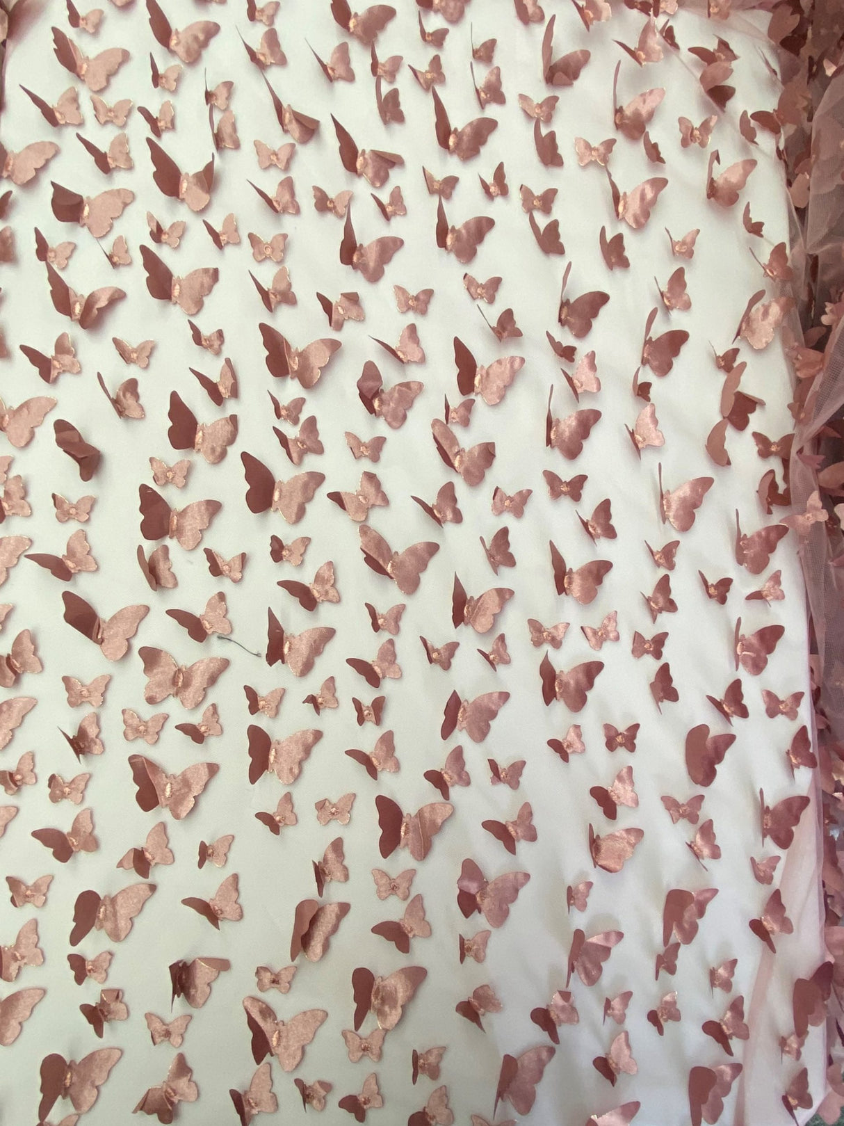 3D Butterflies Mauve 100 Percent Polyester Mesh Fabric - Mauve 3D Butterflies, 54" Width (1 Yard)