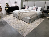 Maximus 185 Polyester Viscose Blend Fabric - Beige/Golden Watercolor Abstract Design, Flat Weave, 7'6" X 10'3" (1 Rug)