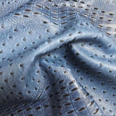 Blue Mutant Ostrich Gator Embossed Vinyl Fabric,