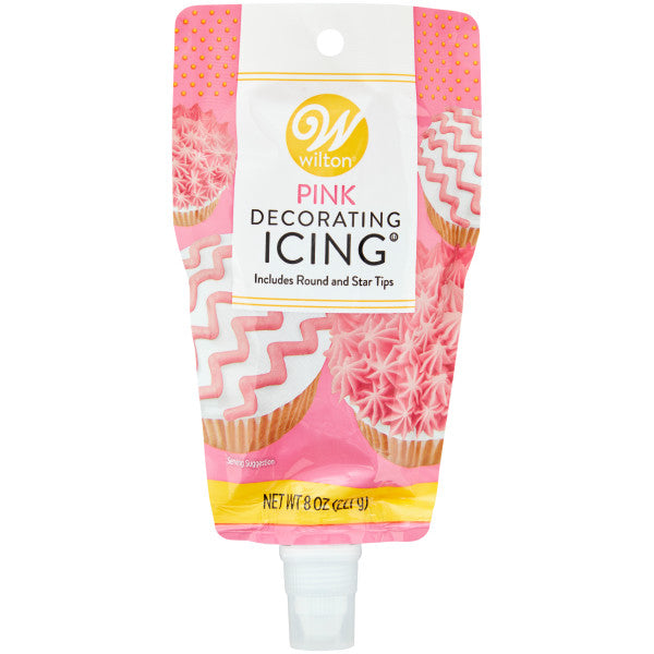 Wilton Pink Icing Pouch with Tips, 8 oz.