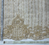 Beaded Lace Fabric on Polyester Net Mesh 52"