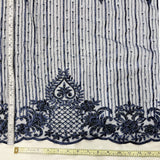 Beaded Lace Fabric on Polyester Net Mesh 52"