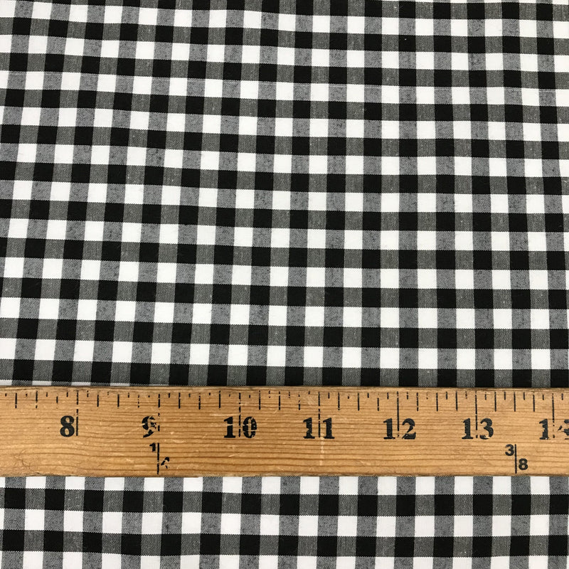 1/4 Black Gingham Checkered Poly Cotton Fabric - Black Gingham, 58/59" Width