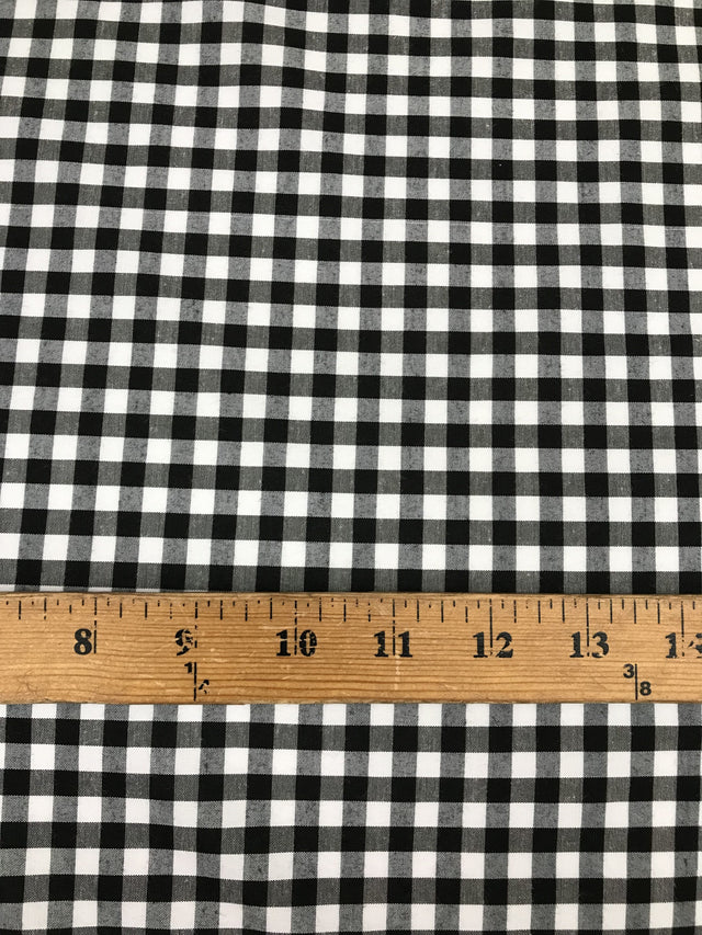 1/4 Black Gingham Checkered Poly Cotton Fabric - Black Gingham, 58/59" Width