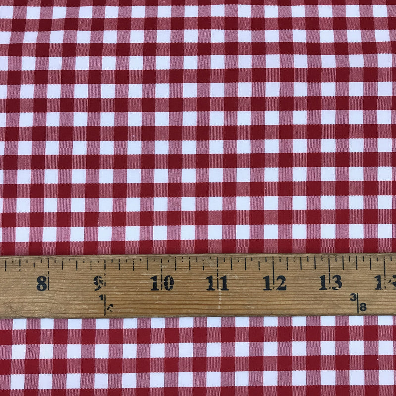 1/4" Burgundy Gingham Checkered Poly Cotton Fabric - Burgundy Gingham Checkered, 58/59" Width