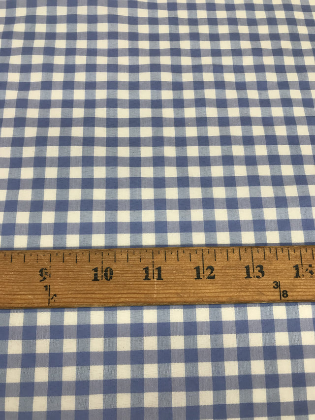 Coppen Blue Gingham Checkered Polyester Cotton Fabric - Blue Gingham Checkered, 58/59" Width (1 Yard)