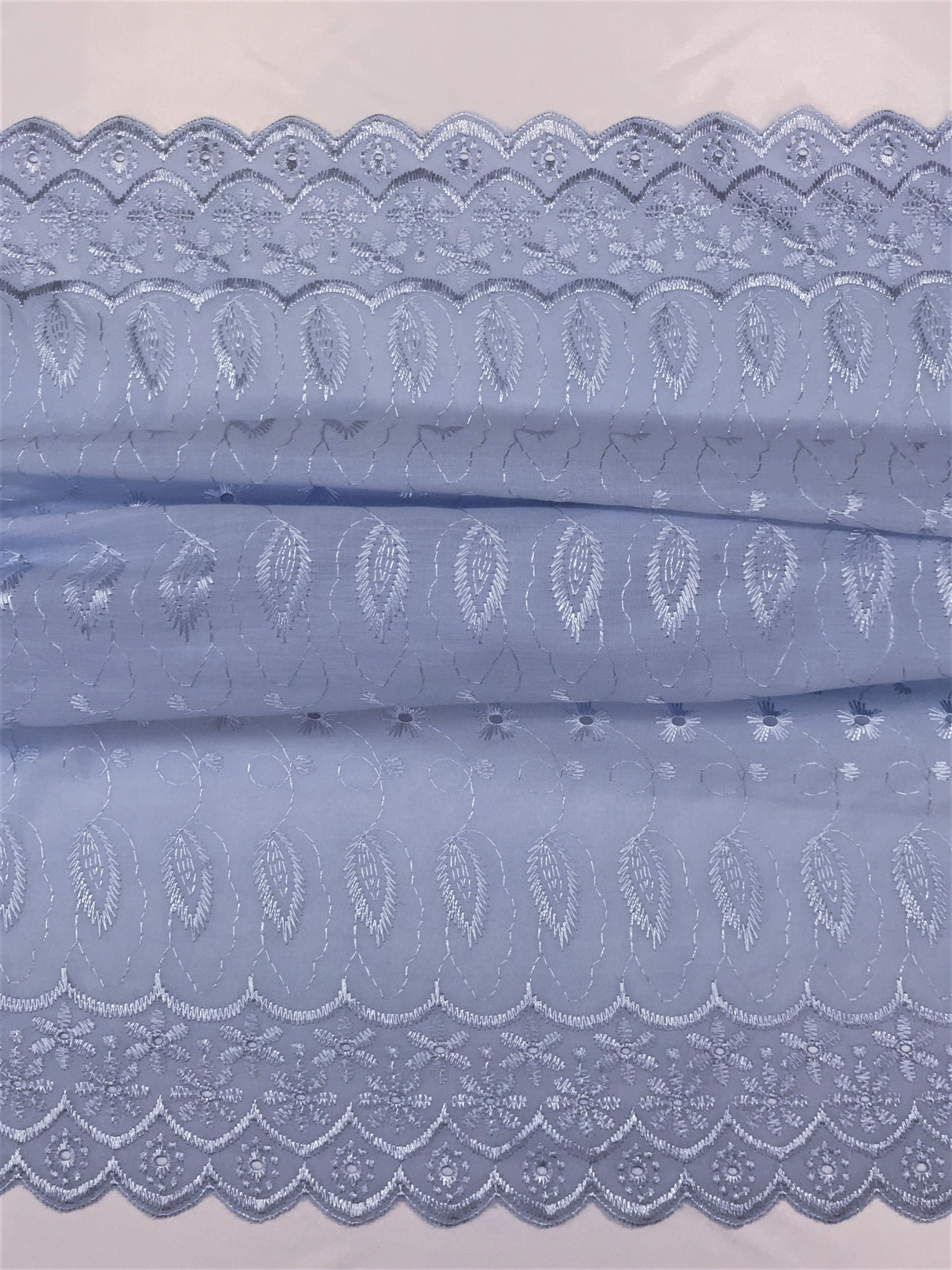 Baby Blue Medium Eyelet Polyester Cotton Fabric - Baby Blue, Solid, 41"- 42" Wide