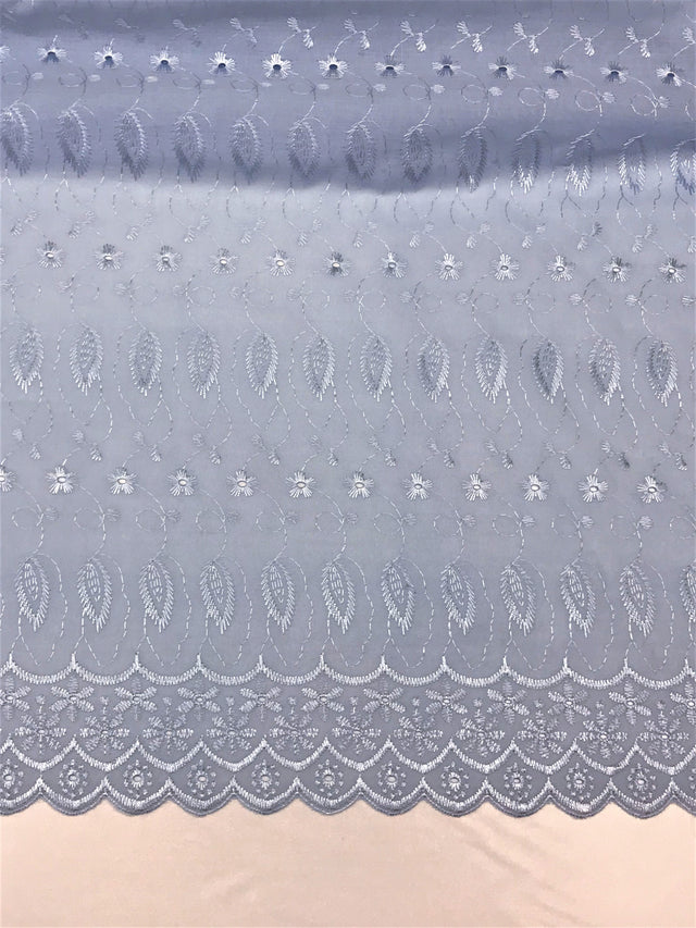 Baby Blue Medium Eyelet Polyester Cotton Fabric - Baby Blue, Solid, 41"- 42" Wide