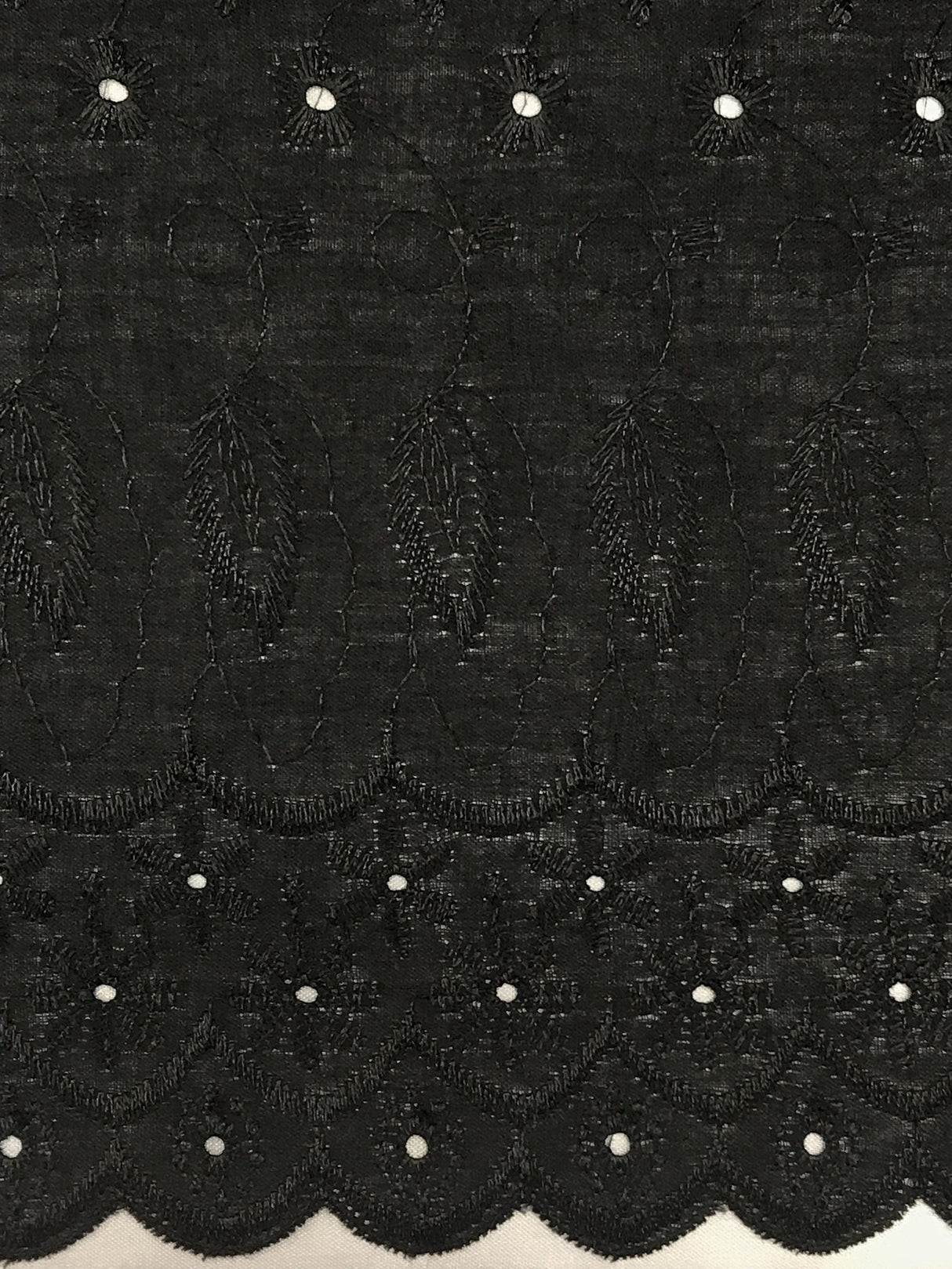Black Medium Eyelet 80% Polyester 20% Cotton Fabric - Black, Solid, 41"-42" Width