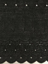Black Medium Eyelet 80% Polyester 20% Cotton Fabric - Black, Solid, 41"-42" Width