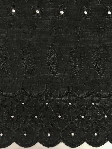 Black Medium Eyelet 80% Polyester 20% Cotton Fabric - Black, Solid, 41"-42" Width