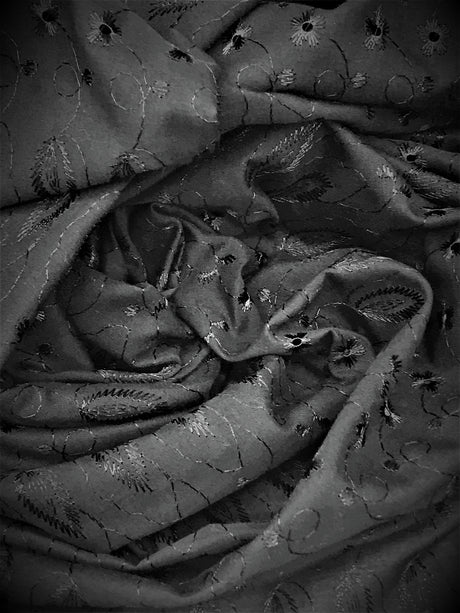 Black Medium Eyelet 80% Polyester 20% Cotton Fabric - Black, Solid, 41"-42" Width