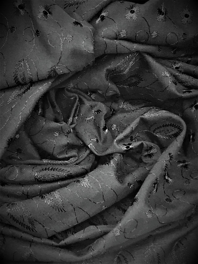Black Medium Eyelet 80% Polyester 20% Cotton Fabric - Black, Solid, 41"-42" Width