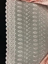 Blush Medium Eyelet Polyester Cotton Fabric - Blush, Small Eyelets, 41"-42" Width