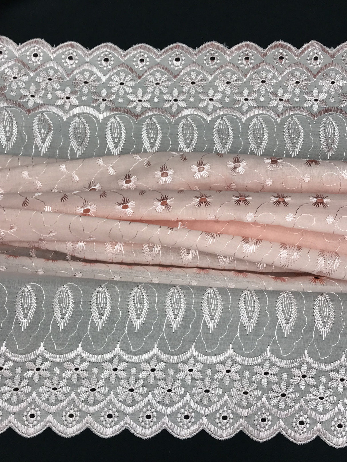 Blush Medium Eyelet Polyester Cotton Fabric - Blush, Small Eyelets, 41"-42" Width