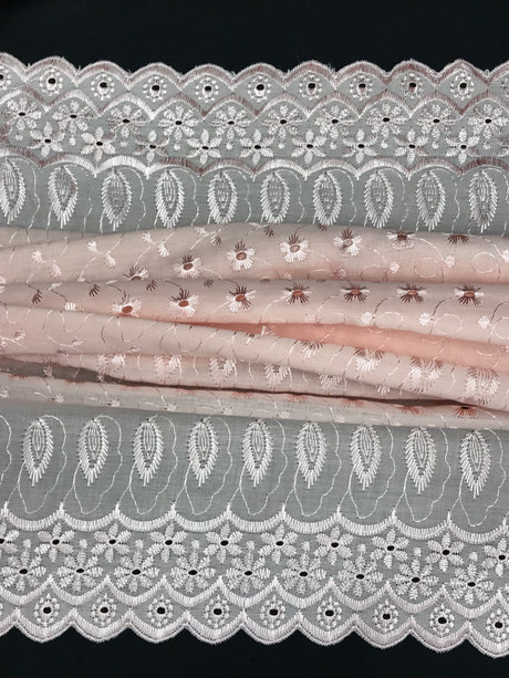Blush Medium Eyelet Polyester Cotton Fabric - Blush, Small Eyelets, 41"-42" Width